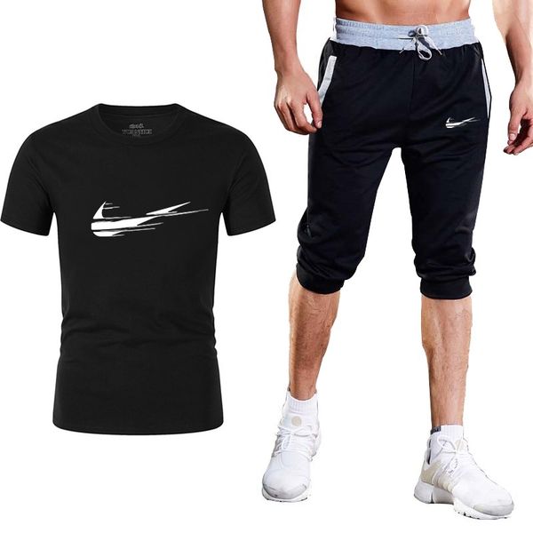 

tracksuit male 2019 men clothing set fitness tracksuit summer casual men shorts + t shirt men's suit 2 pieces sets plus size 2xl, Gray