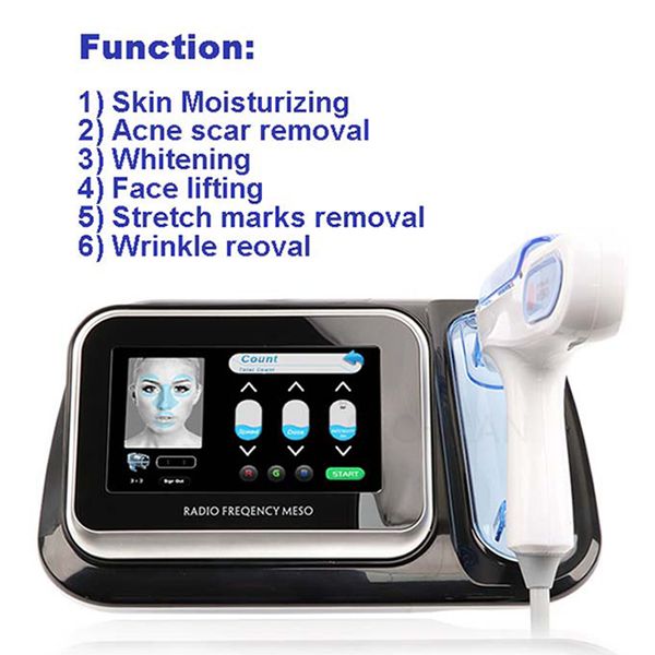 

2019 rf portable no needle fractional mesotherapy gun meso machine wrinkle removal water injection skin rejuvenation salon use facial, Black;white