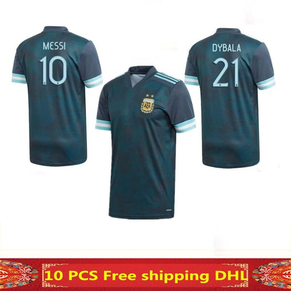 

thai 2020 argentina soccer jersey football soccer shirt messi dybala aguero men + kids kit sets uniform, Black;yellow