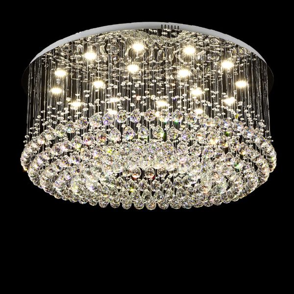 

contemporary round led crystal celling light rain drop k9 crystal chandeliers flush mount led ceilinglights lustres lighting fixtures