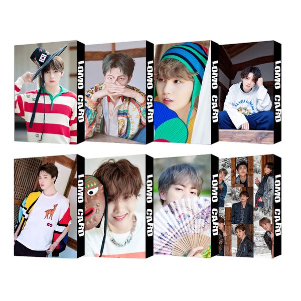 

kpop lomo card bangtan boys collection self made paper cards, Blue;slivery