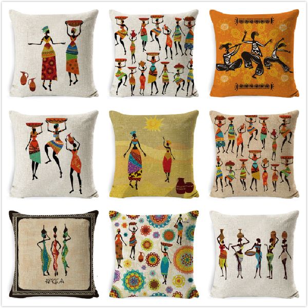 

african woman cushion cover dancing lady africa geometric pillow cover custom pillow case color bedroom sofa car decora ethnic