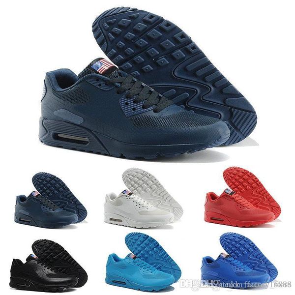 

2019 NEW AIR MA&#88 90 HYP QS Men Women ULTRA casual Shoes 90s HyperS fuse American Flag Black White Silver Sport Trainers