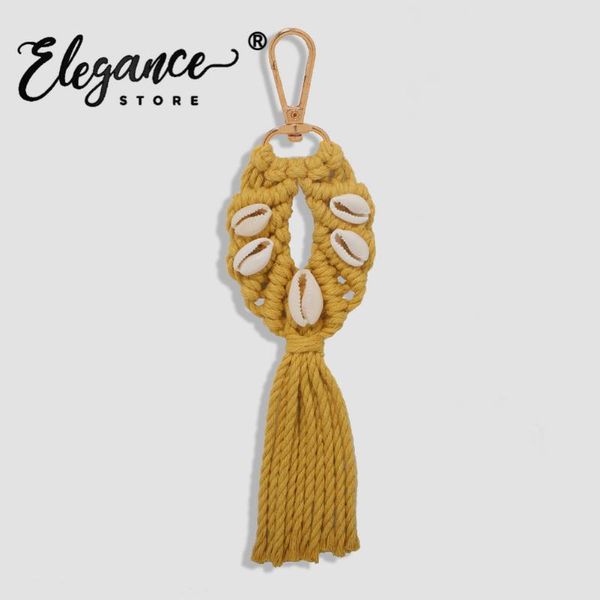 

elegance summer fringed shell macrame key chain for women ethnic handmade weave tassel keychain accessories jewelry wholesale, Silver