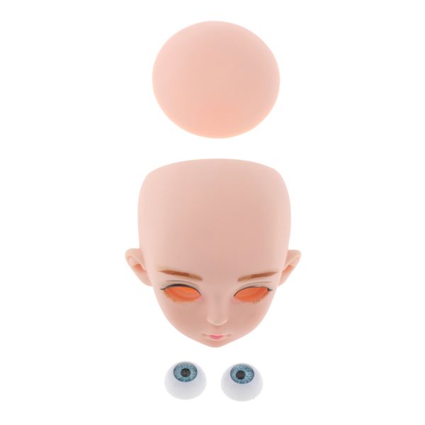 

1/3 bjd head face mold with 3d eyes, doll replacement body parts, make up eyes eyelash extensions, for hair styling cosmetology