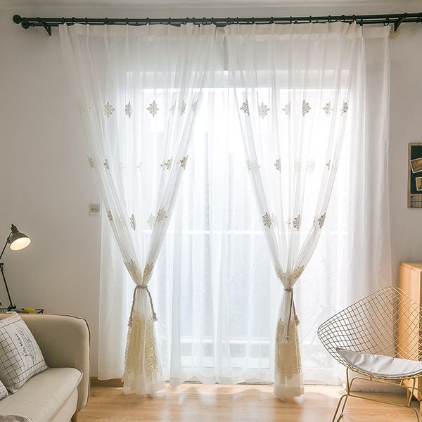 

simple modern embroidery translucent tulles for living dining room bedroom