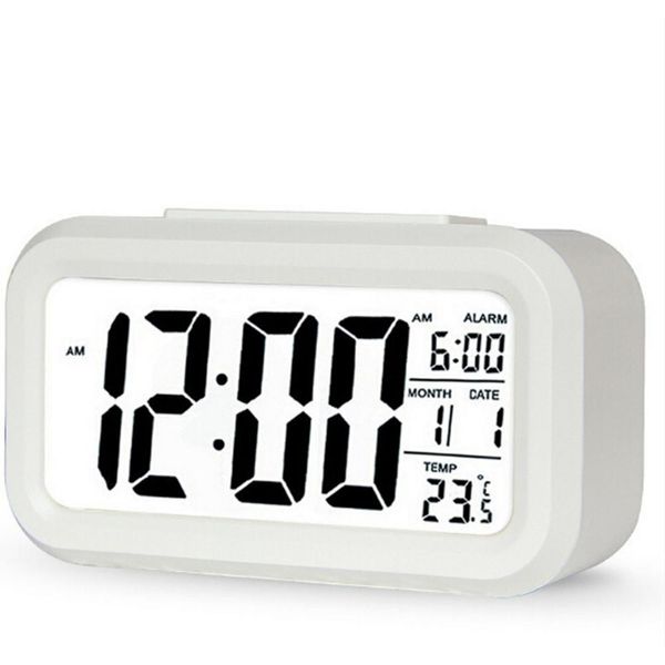 

1pcs led digital alarm clock electronic smart mute clock backlight display temperature & calendar snooze function alarm