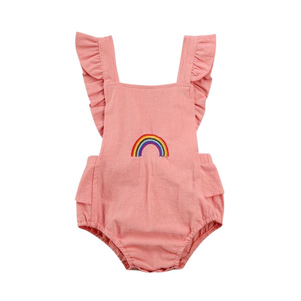 

0-24m newborn baby girl ruffles rainbow romper jumpsuit outfits clothing, Blue