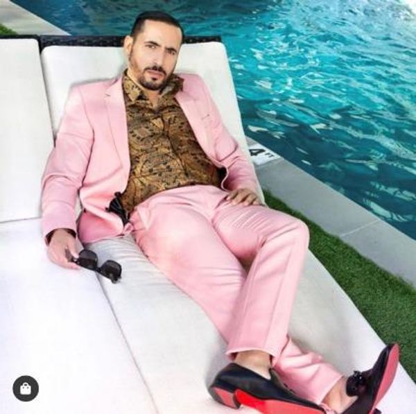 

tailor made pink prom men suits for wedding groom tuxedo man blazer latest design blazer masculino men's suit 2 pcs jacket pant, White;black