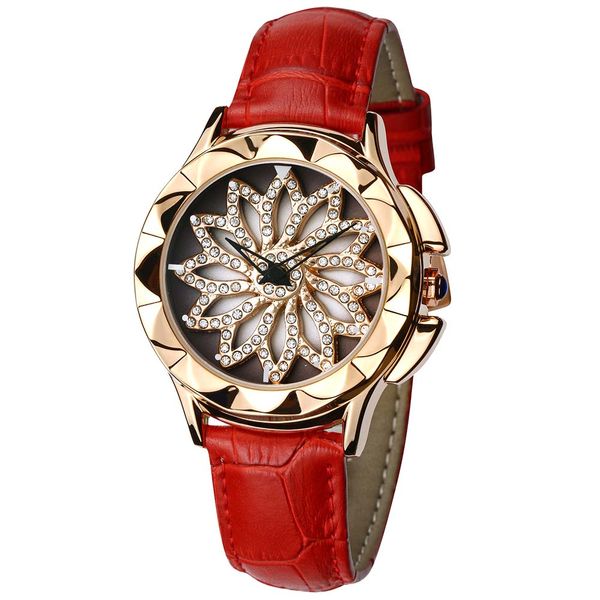 

sanda women casual watch quartz watches turntable waterproof leather strap p211, Slivery;brown