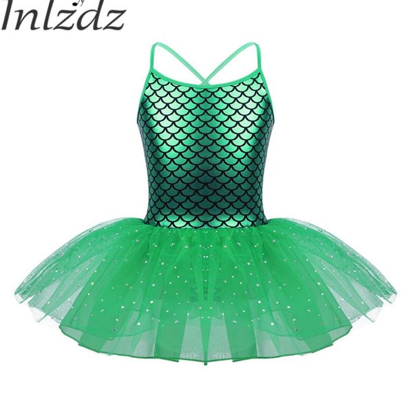 

kids girls ballet leotard costumes mermaid glitte dancewear pattern printed gymnastics leotard children's ballerina tutu dress, Black;red