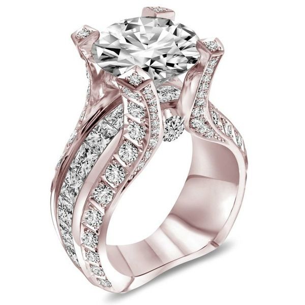 choucong Anello di diamanti femminile di lusso Anello in oro rosa 18KT Anello di fidanzamento con promessa di matrimonio vintage per le donne