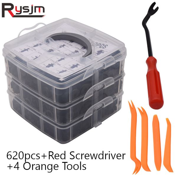 

car accessories 620pcs universal abs plastic fastener clips mixed car fasteners door trim panel auto bumper rivet fit for