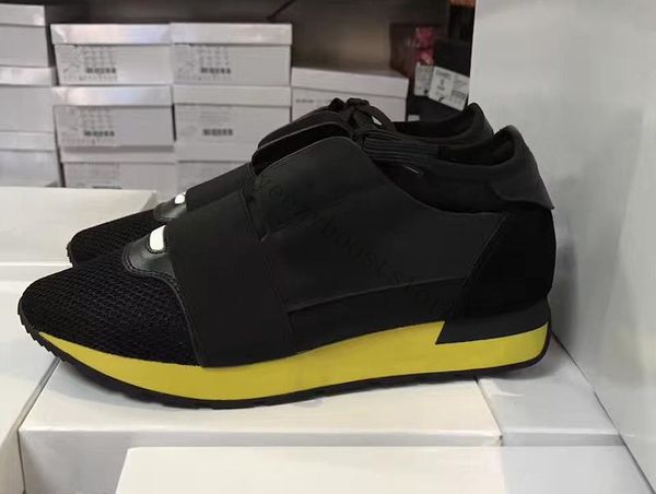 

luxury designer race runner sneakers brand men women casual shoes genuine leather mesh pointed toe shoes outdoors trainers with box us5-11, Black