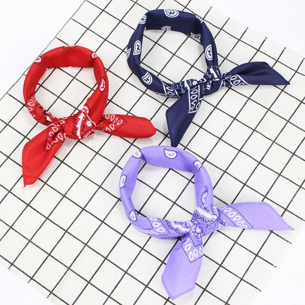 

2019 autumn new vintage printed cotton bandana retro square scarf women chic print headbands 54*54cm, Black