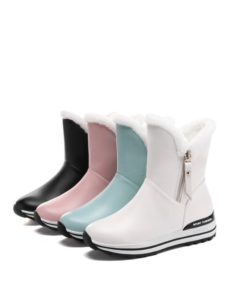 

winter plus velvet female boots song gao shoes outdoor warm female round head thick snow boots 34-43, Black