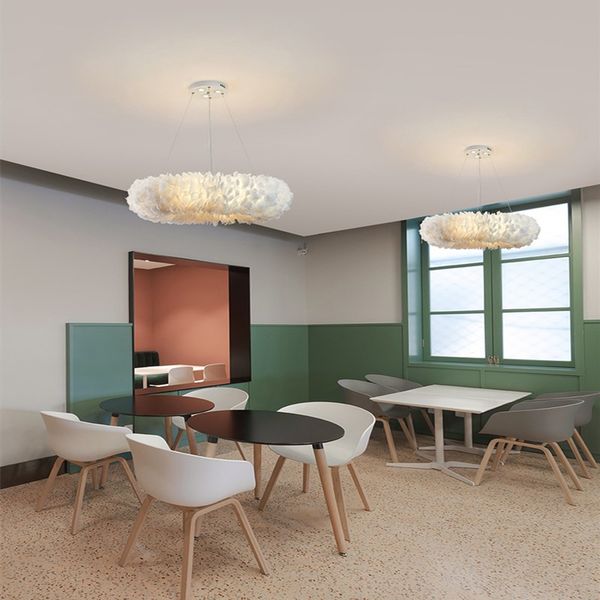 

nordic pendant lights natural swan feather droplights bedroom living room suspension wedding decor romantic lighting e27