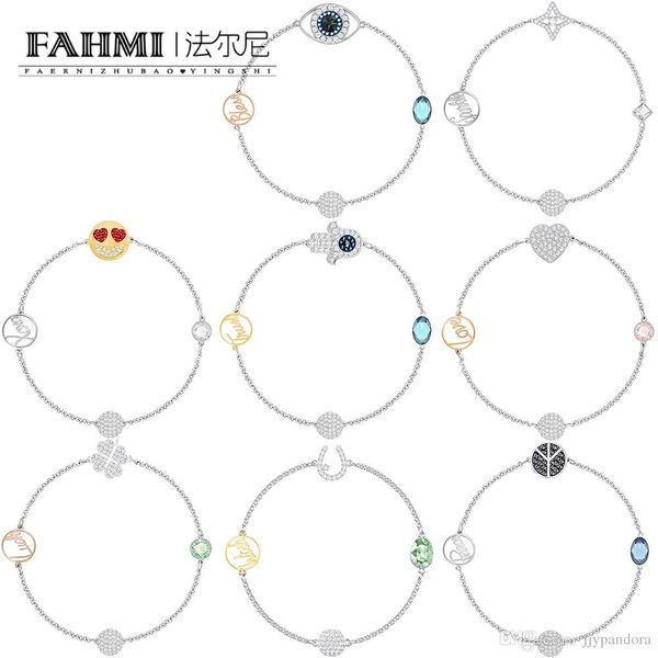 

fahmi swa remix collection invisible magnetic buckle devil's eye star heart shape four-leaf clover bracelet match pendant, Golden;silver
