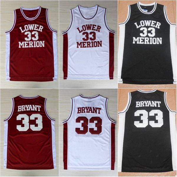

#33 lower merion basketball jersey stitched high school lower merion white red black retro basketball jersey