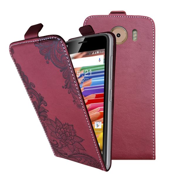 

3d stereo embossing lace flower butterfly flip up and down leather phone bag cover case for prestigio grace z5 psp5530 duo