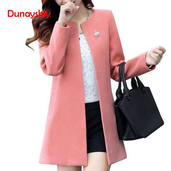 

fashion round neck long sleeve women coats s-xxl solid color wool blends loose cardigan 2019 autumn slim thin outerwear, Black
