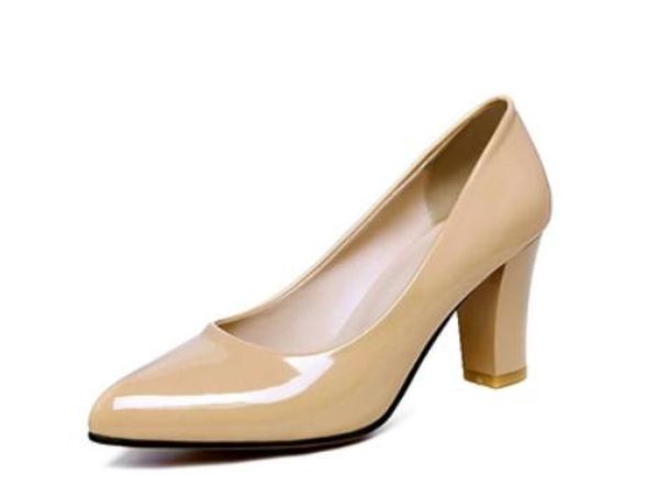 

women's shoes in spring and autumn high coarse heel pointed end @129, Black