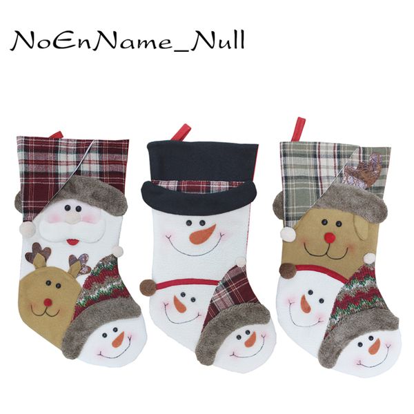 

christmas stocking small plaid santa claus sock gift bag kids xmas decoration candy bag bauble christmas tree ornaments supplies