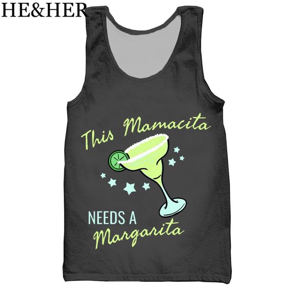 

new fashion mamacita needs a margarita 3d printed tank men woman cool summer tank work out men women, White;black