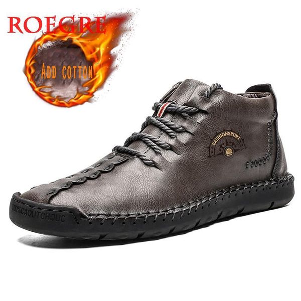 

2020 new fashion men boots split leather man ankle non-slip snow boots shoes warm fur plush men's winter shoes plus, Black
