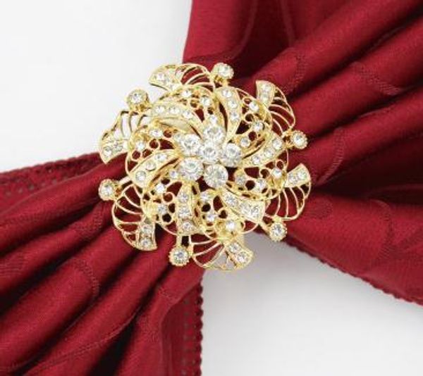 

flower napkin rings rhinestone napkin holder romantic wedding table decoration nickle gold plating buckle 4pcs/lot