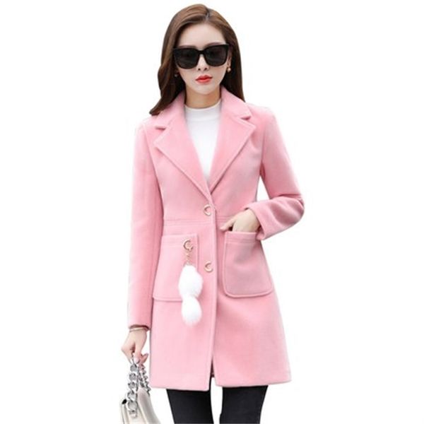 

high-quality women's new popular woolen coat in the long section of autumn and winter women's slim woolen coat tb181130, Black
