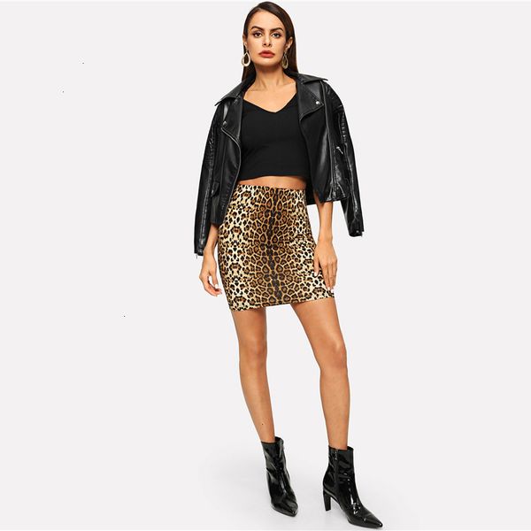 

mini skirt women skirts multicolor leopard print bodycon skirt casual mid waist zipper night out women denim autumn elegant workwear, Black