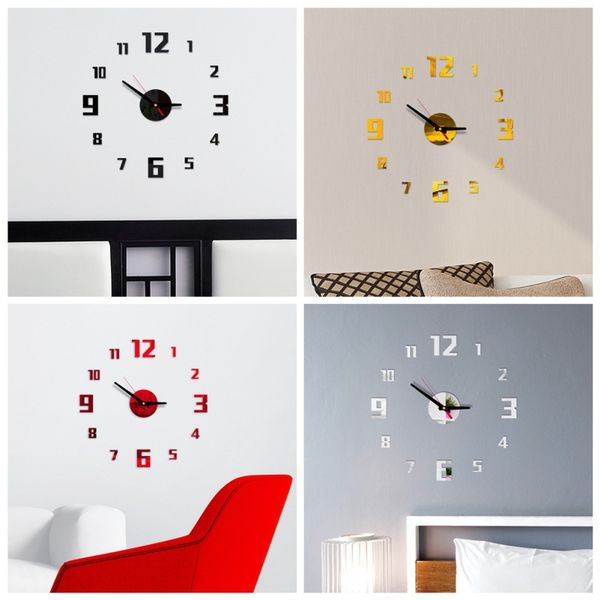

3d creative mirror removable wall clock sticker diy mirror wall clock acrylic