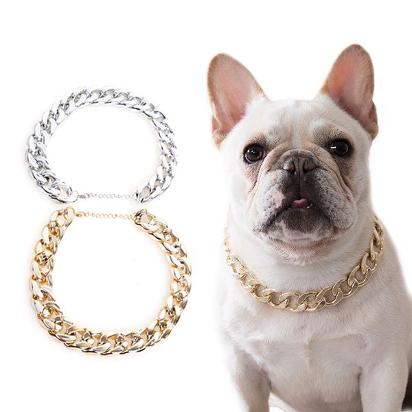 

small dog snack chain teddy french necklace silvery/golden pet accessories dogs collar