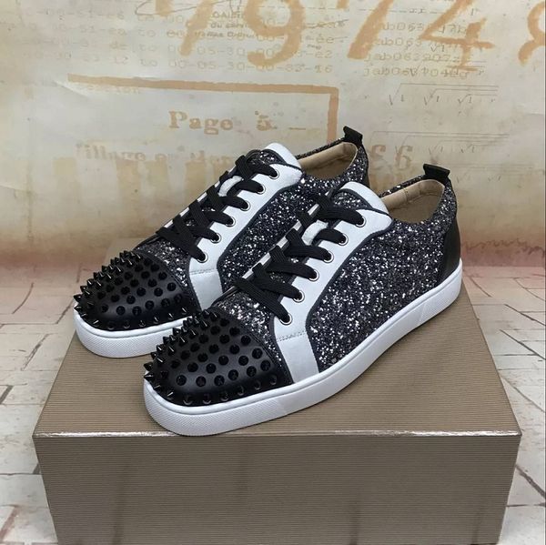 

fashion paris spikes sneaker for men&women low red bottom shoes designer walking brand-new party wedding size 35-46, Black