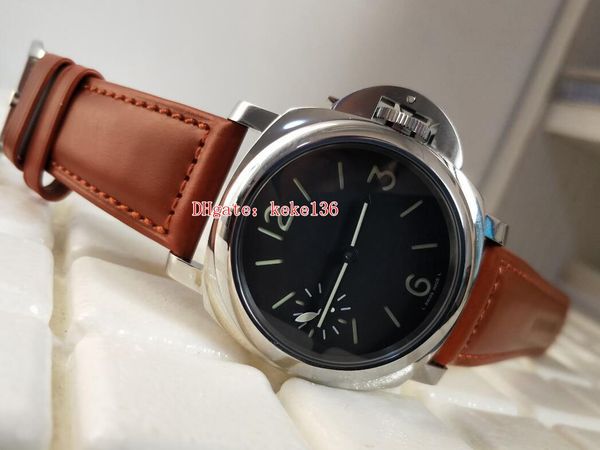 

factory wristwatches 44mm black brown alligator leather strap 111 mechanical transparent hand-winding movement fashion mens watch watches, Slivery;brown