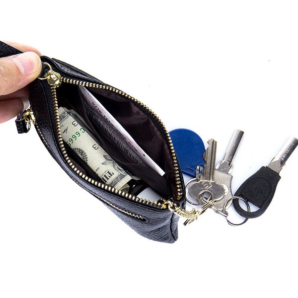

moxi women coin wallets genuine leather female coin purse zipper change money wallets ultra-thin mini key holder ladies, Red;black