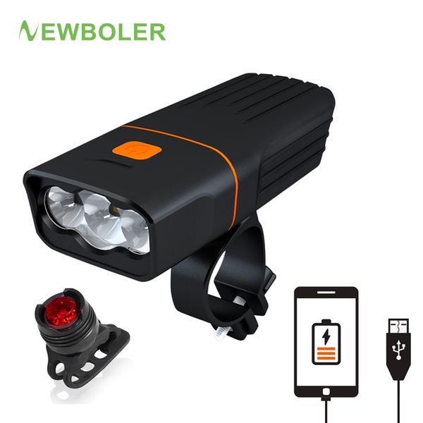 

newboler 5200 mah bicycle light power bank bike front light usb rechargeable lamp cycling waterproof bike accessory
