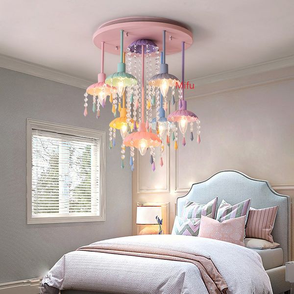 

modern creative lamp snowflake led chandelier light for living room bedroom indoor lighting pink glass bulb children's girl ceiling lam