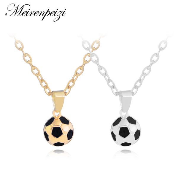 

3d soccer necklaces woman ball pendant necklace football lover valentine's day gift world soccer fans charm statement jewelry, Silver