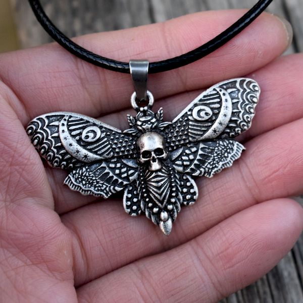 

12pcs dead head skull moth necklace, Silver