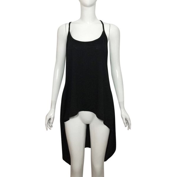 

daily women summer round neck long shirt casual camis black white cotton blend tank