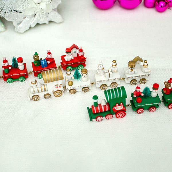 

new christmas train painted wood with santa/bear xmas kid toys gift ornament navidad christmas decoration for home new year gift
