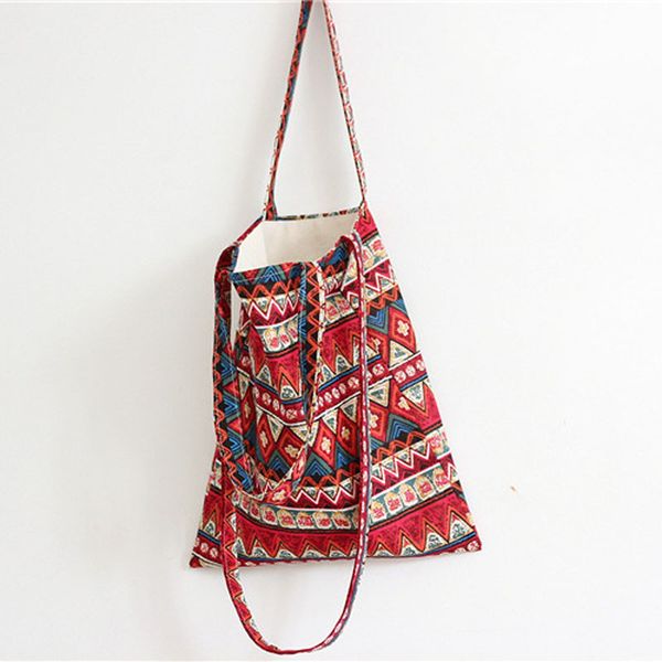 

2017 new fashion women's shoulder bag canvas handbag shopper national wind bag women shopping sac bolsa feminina