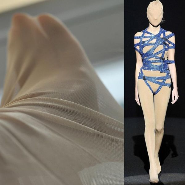

nude skin color mesh stockings cloth mesh tulle panty-hose material high 4 w stretch panty-hose fabric, Black;white