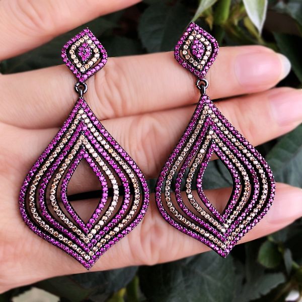 

exquisite big water drop earring micro paved 3a cubic zirconia vintage hollow out boho dangle earrings for women fashion jewelry, Silver