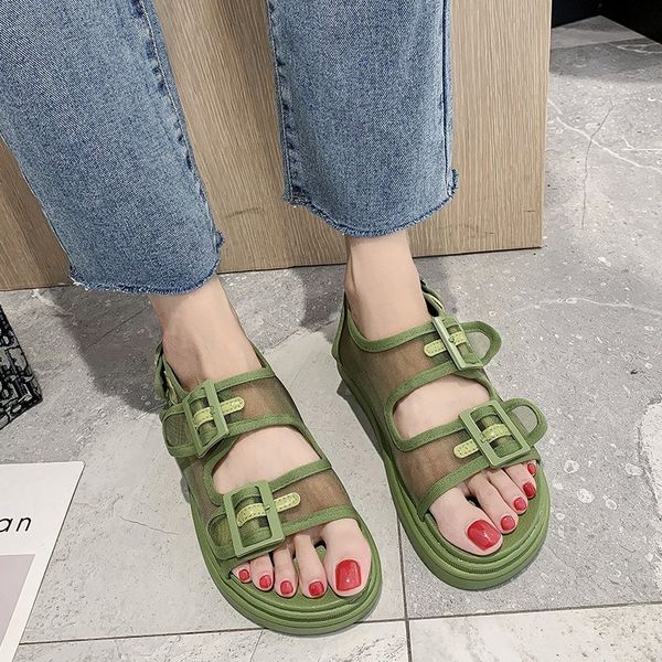 

yrrfuot 2020 summer women fashion sandals outdoor refreshing shoes woman casual flat beach sandals trend women casual snadal, Black