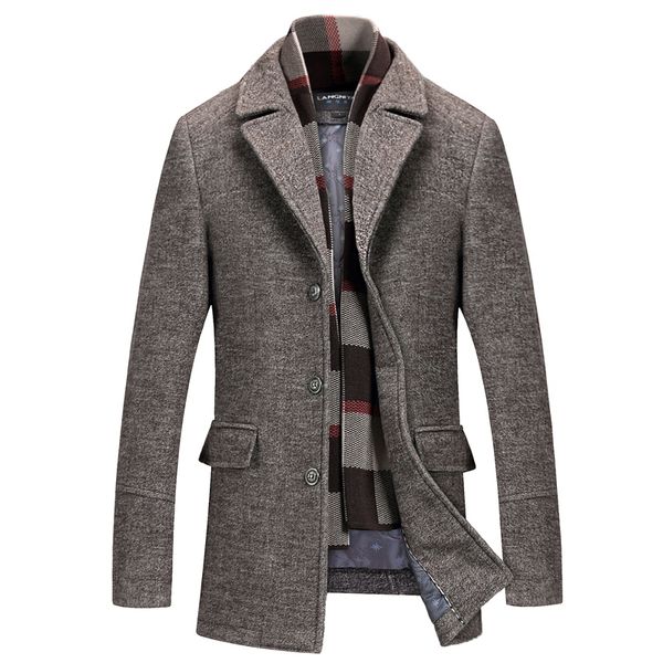 

2019 brand clothing fashion male keep warm winter slim fit woolen cloth jacket/men's large size s-4xl leisure coat, Black