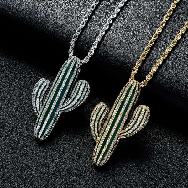 

кактус ожерелье мужчины женщины кубинский ожерелье bling мужские ювелирные изделия ручной cz браслеты ссылка хип-хоп цепи высокого качества, Silver