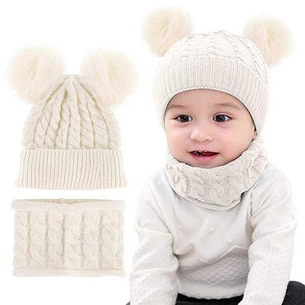 

newborn kids baby boy girl pom pom hat warm knit crochet beanie cap scarf toddler baby hat boy girl accessories knitting cap, Yellow